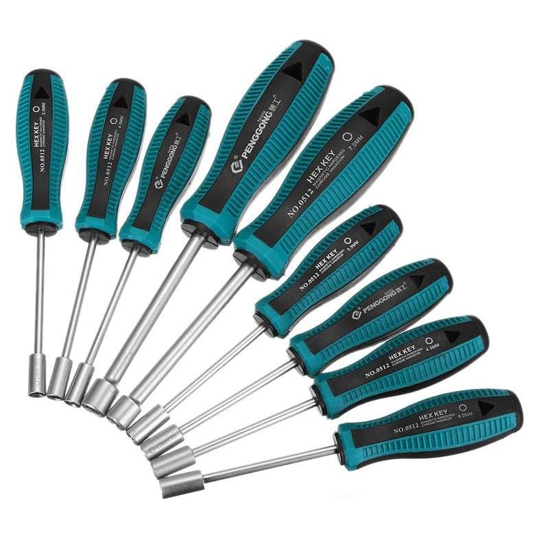 Juego de Llaves de Vaso 9 Piezas Meichoon Hexagonal 3-8mm