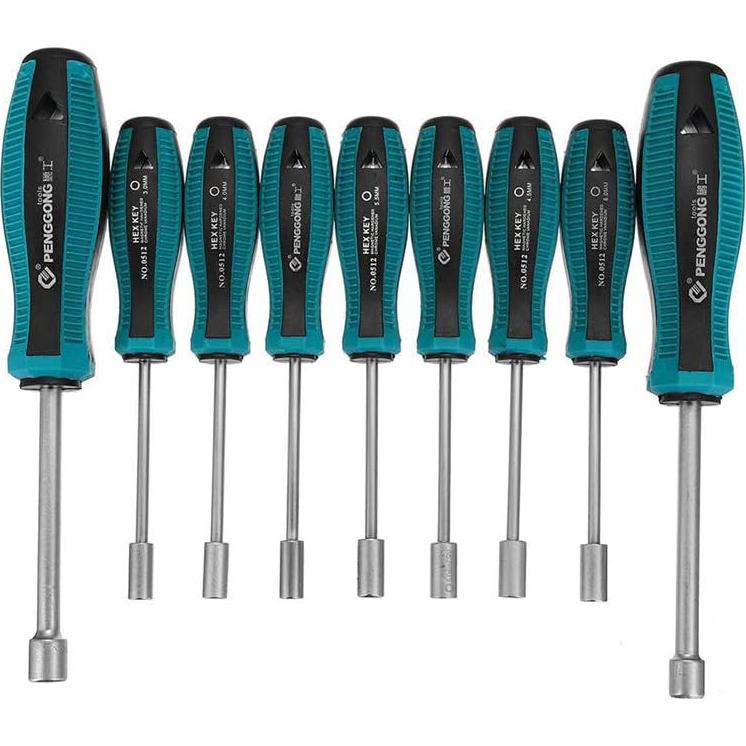 Juego de Llaves de Vaso 9 Piezas Meichoon Hexagonal 3-8mm