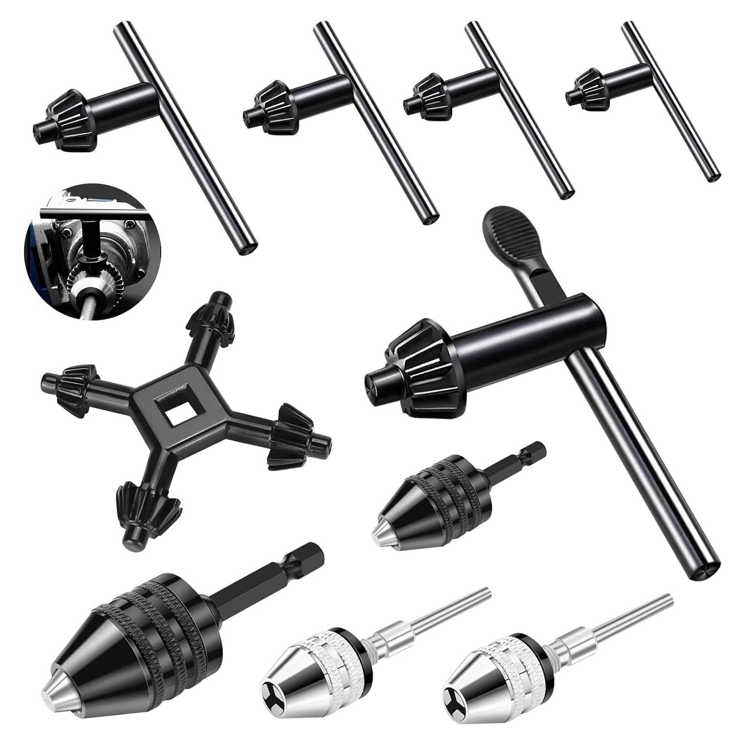 Juego de Brocas Sin Llave 10 Piezas Yauhar Adaptadores 6.35mm