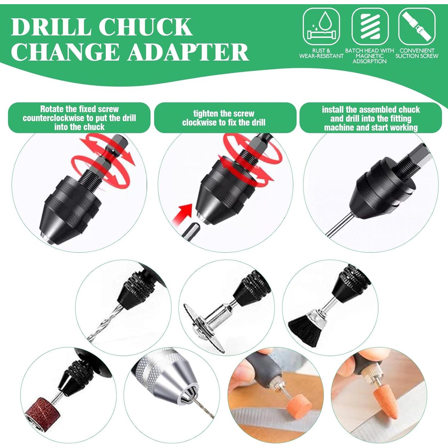 Juego de Brocas Sin Llave 10 Piezas Yauhar Adaptadores 6.35mm