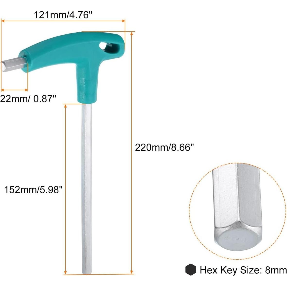 Llave Hexagonal T-Handle Harfington 8mm CR-V Niquelada