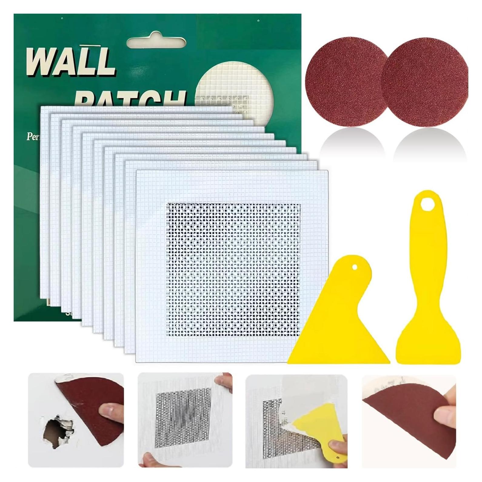 Kit de Reparación de Paneles de Yeso Rocoto 14 Parches 10x10 cm