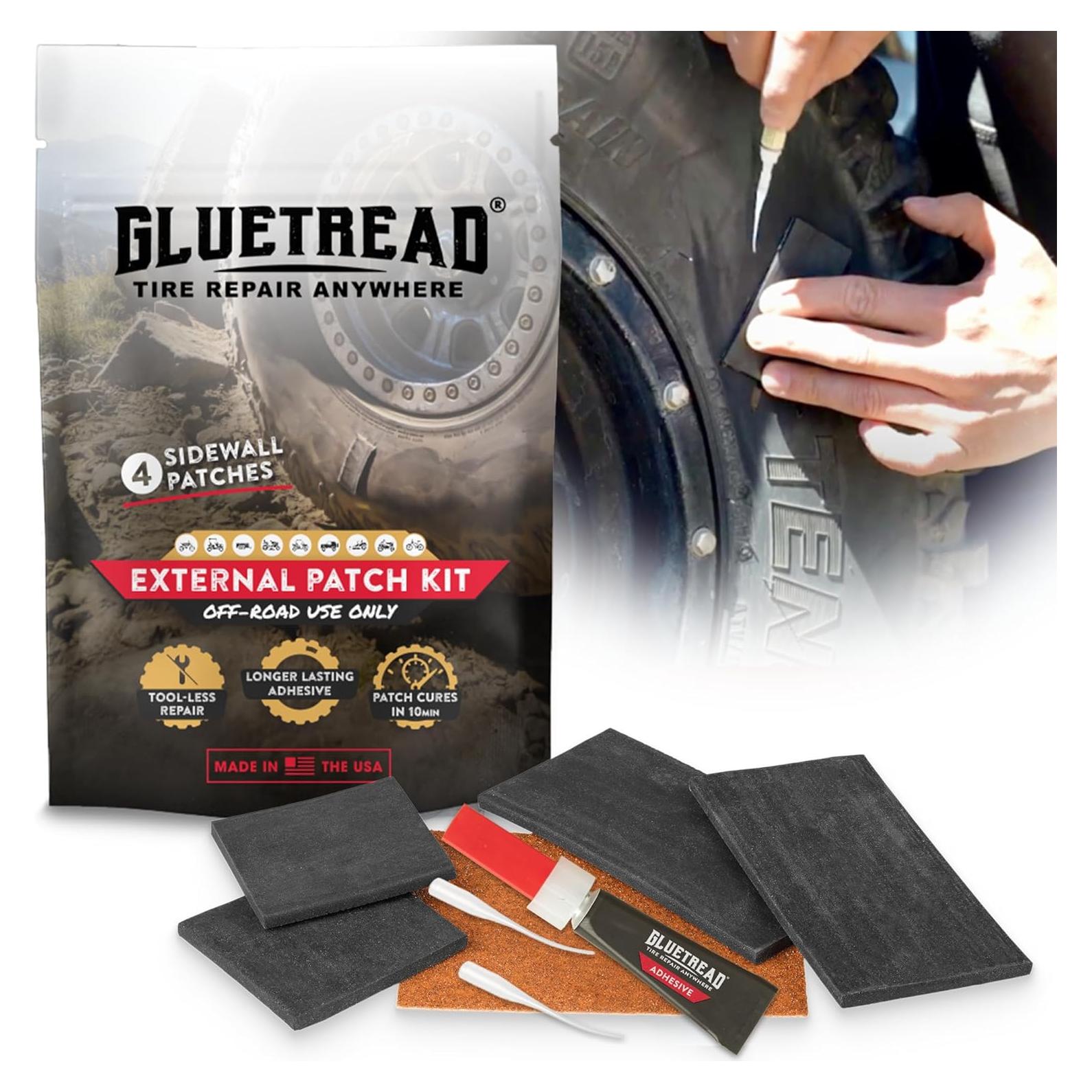 Kit de Parcheo Externo GlueTread para Neumáticos ATV - Repara 4 Neumáticos