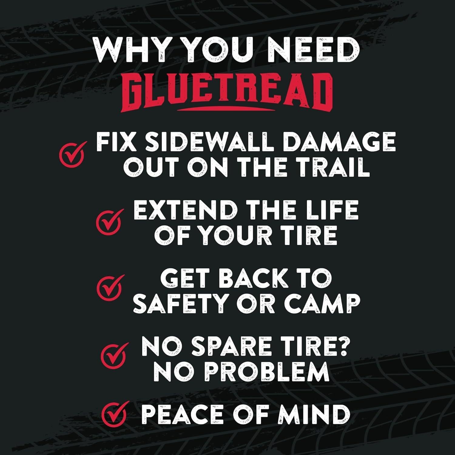 Kit de Parcheo Externo GlueTread para Neumáticos ATV - Repara 4 Neumáticos