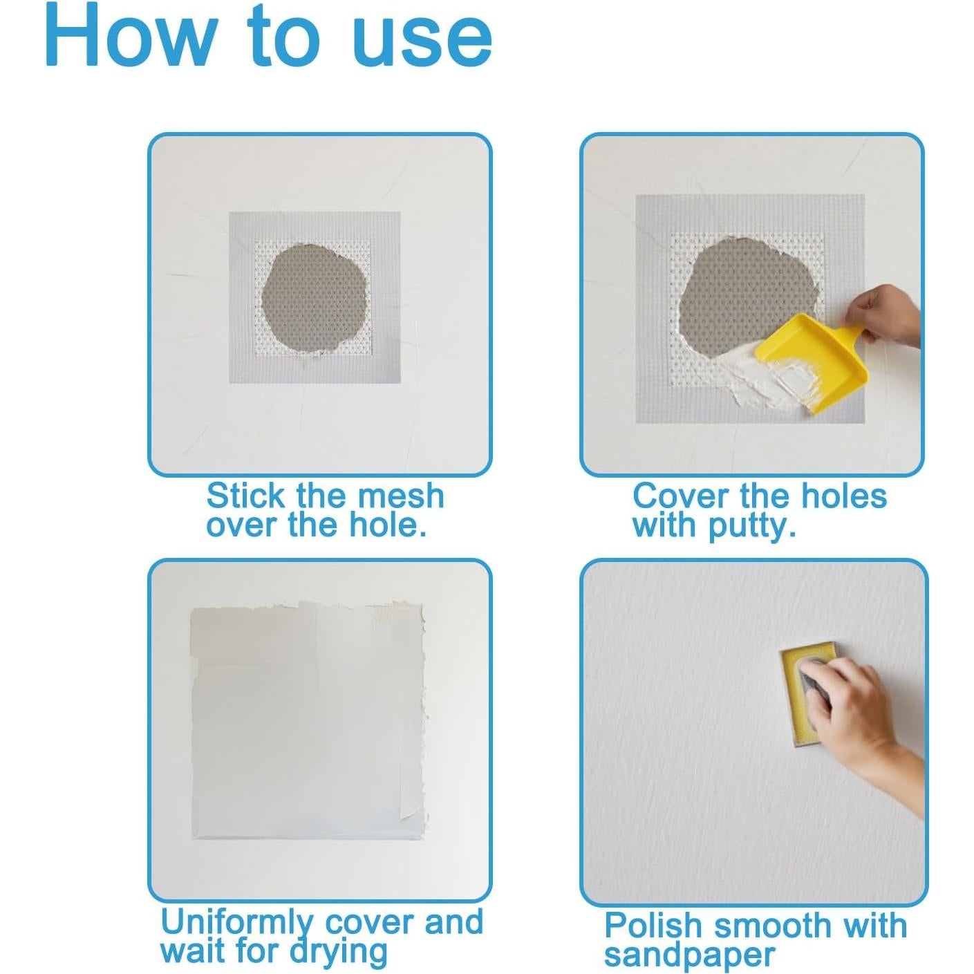 Kit de Parcheo de Dry Wall HSDNDUR 10 Piezas Autoadhesivo