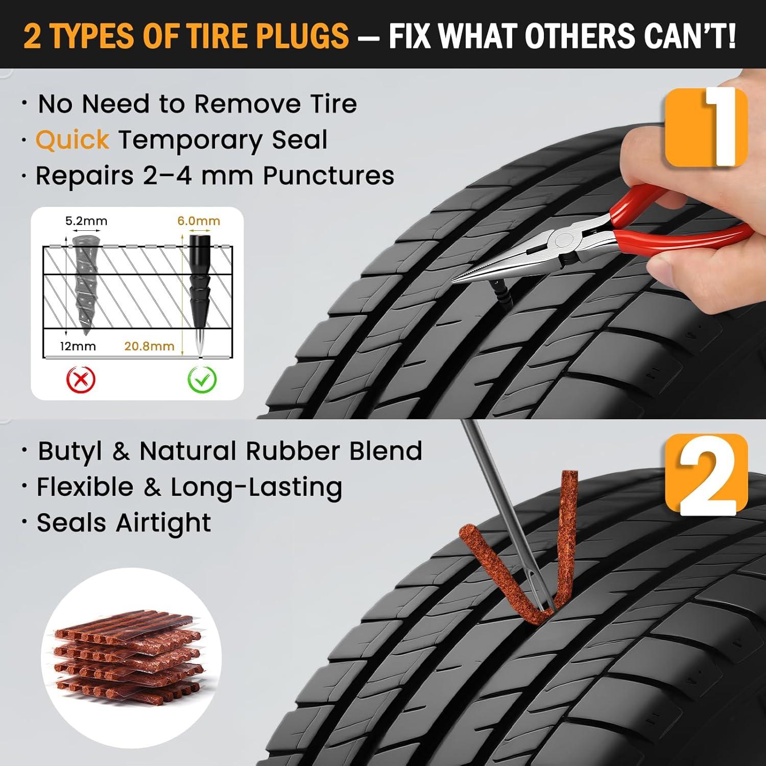 Kit de Reparación de Neumáticos ORCISH 70 Piezas Profesional