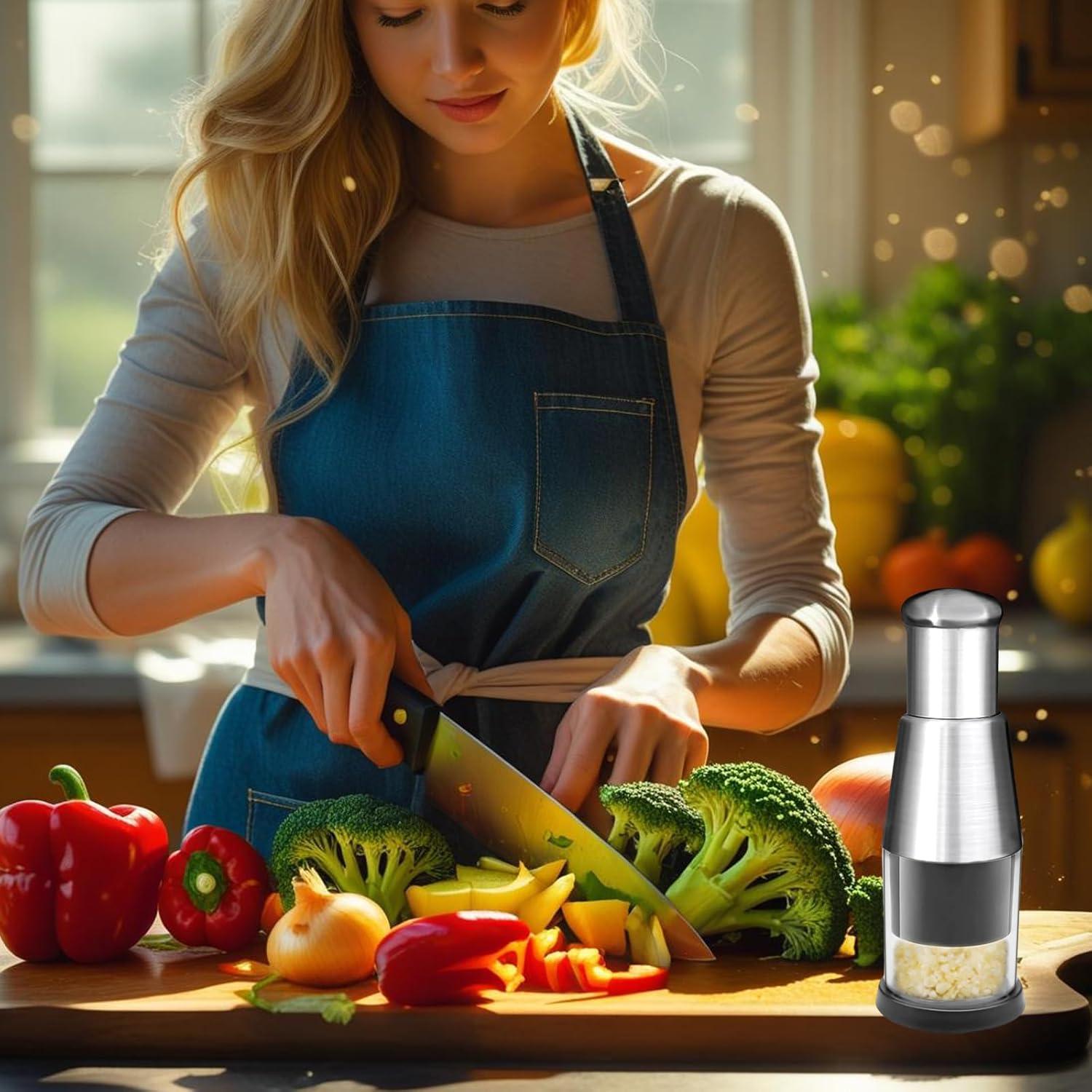 Picador Manual de Ajo GSDOXLE de Acero Inoxidable 2025