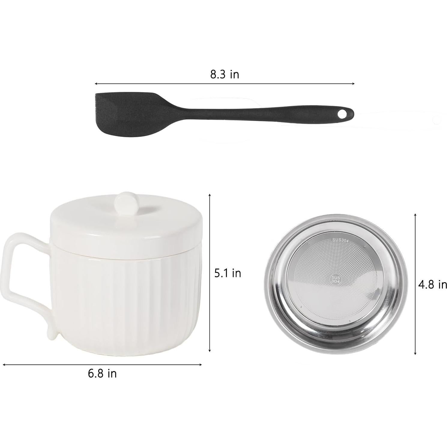 Contenedor de Grasa de Tocino Lunavita con Colador y Espátula