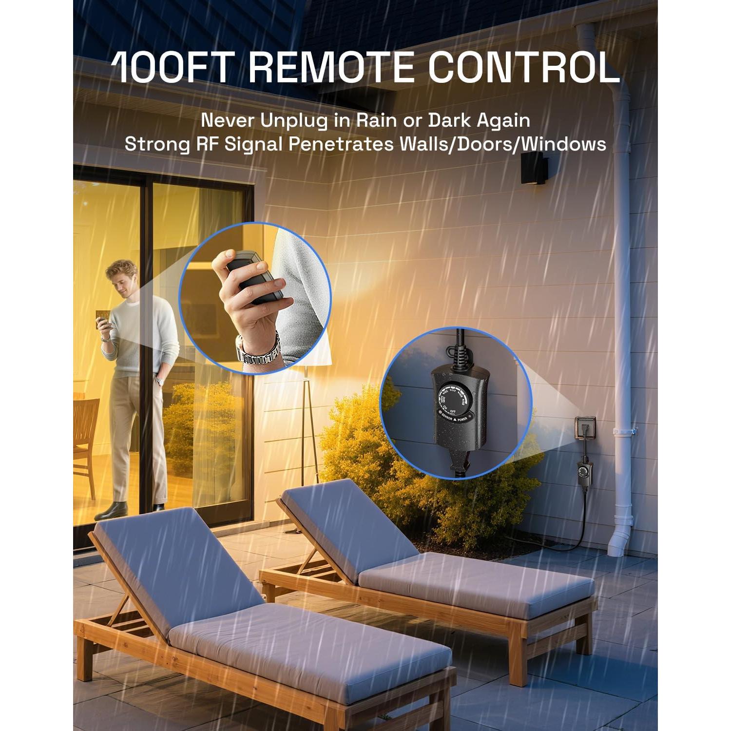 Temporizador de Luz Exterior HBN con Control Remoto 1 Salida