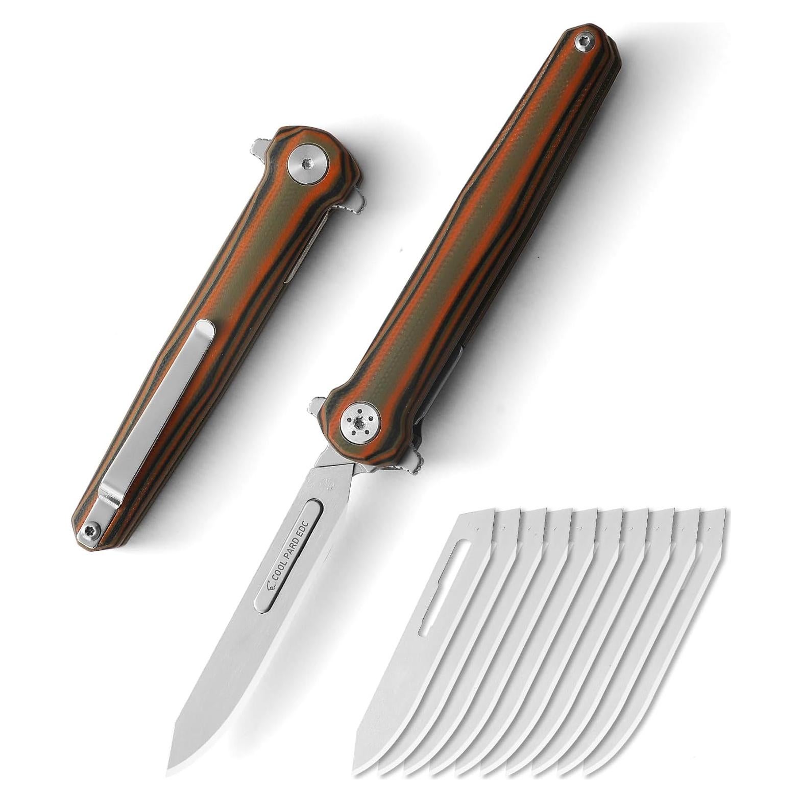 Cuchillo Plegable EDC COOL PARD ST02 con 10 Cuchillas Reemplazables