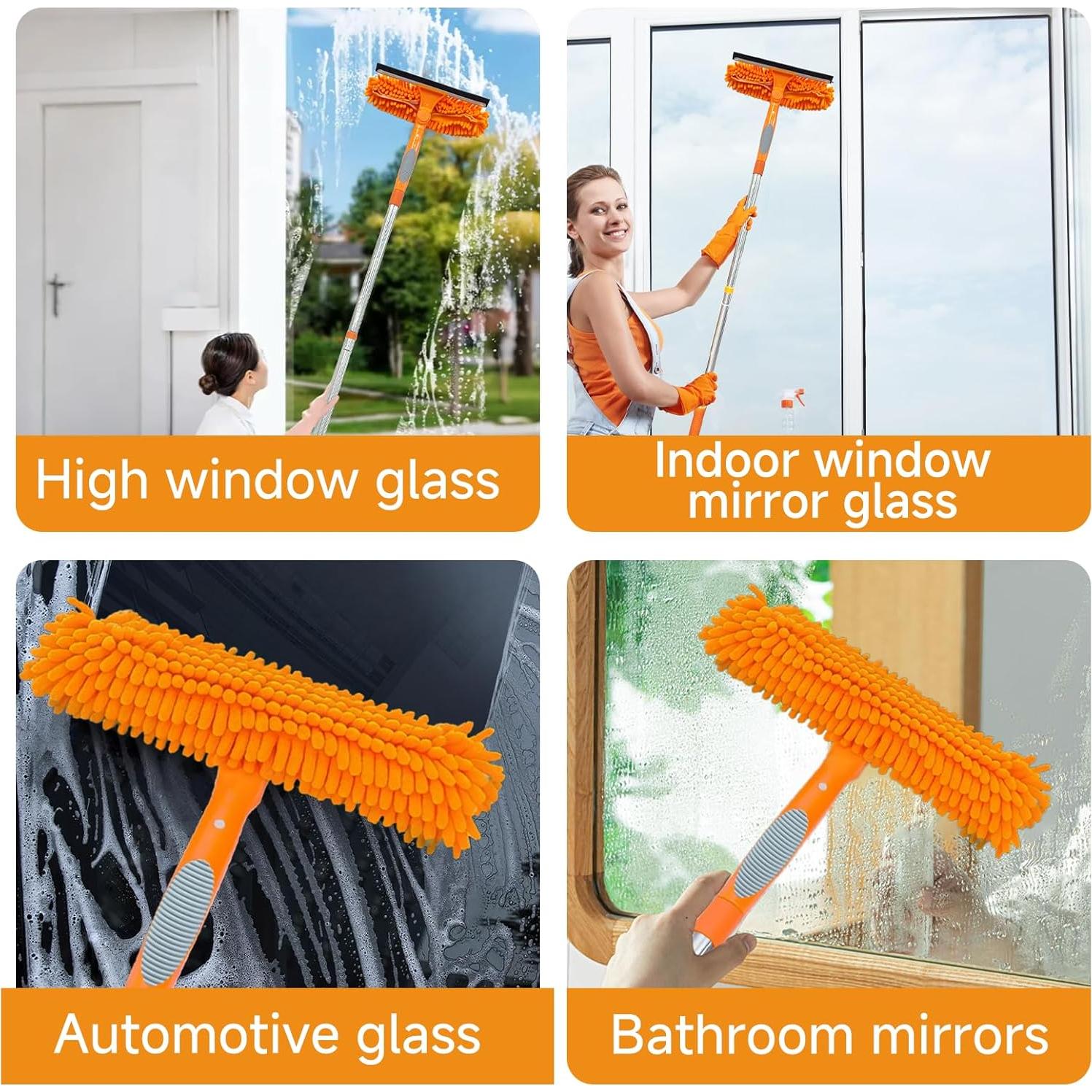 Limpiador de Ventanas 2 en 1 LILISPAI con Poste Extensible 170 cm