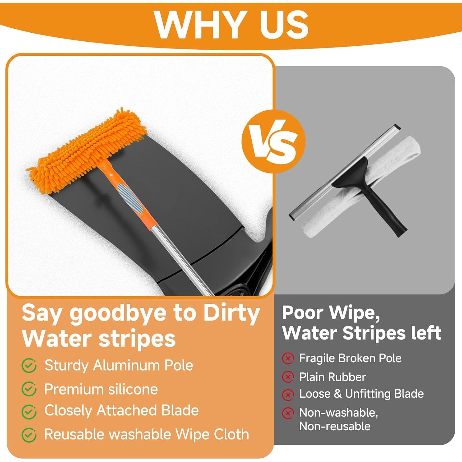 Limpiador de Ventanas 2 en 1 LILISPAI con Poste Extensible 170 cm