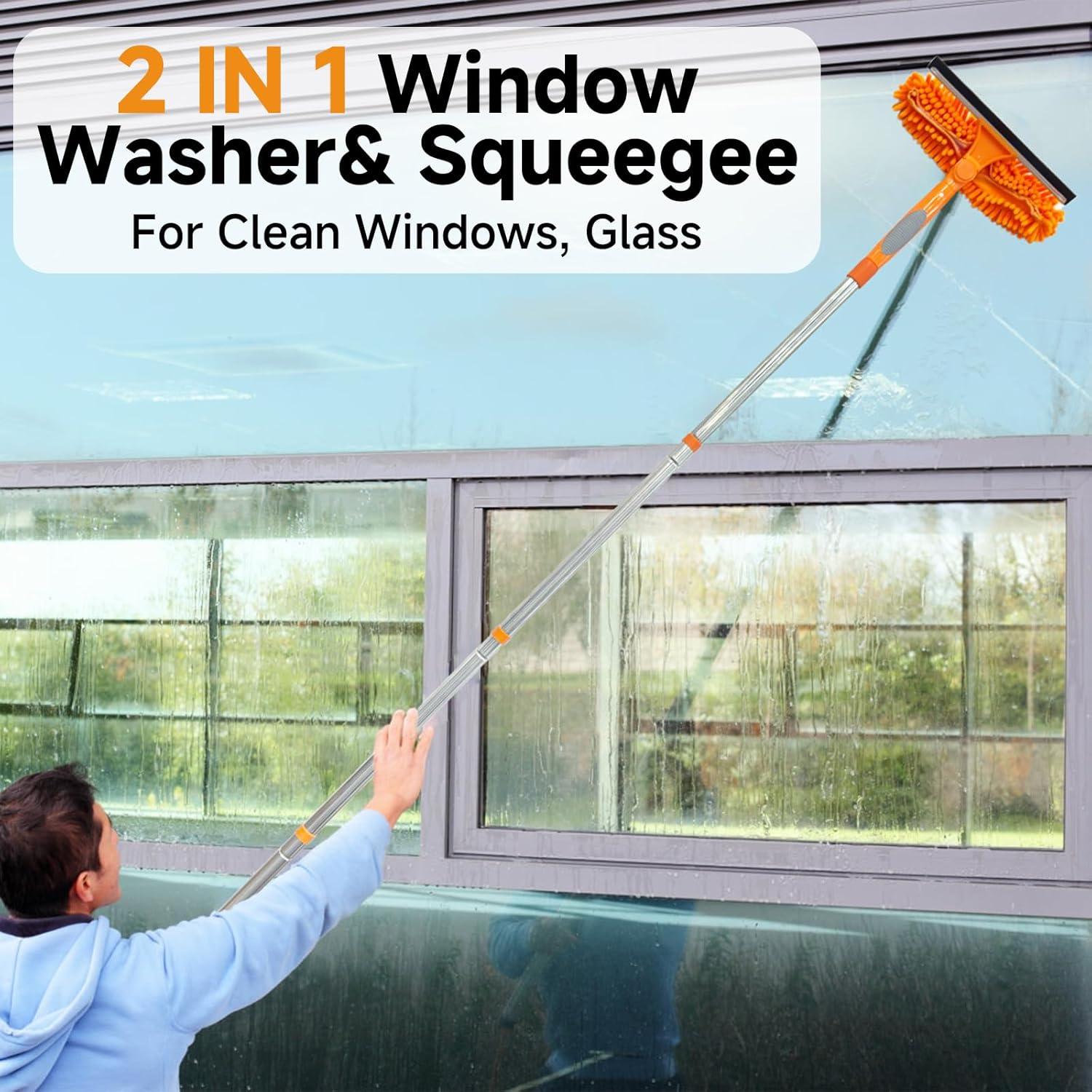 Limpiador de Ventanas 2 en 1 LILISPAI con Poste Extensible 170 cm