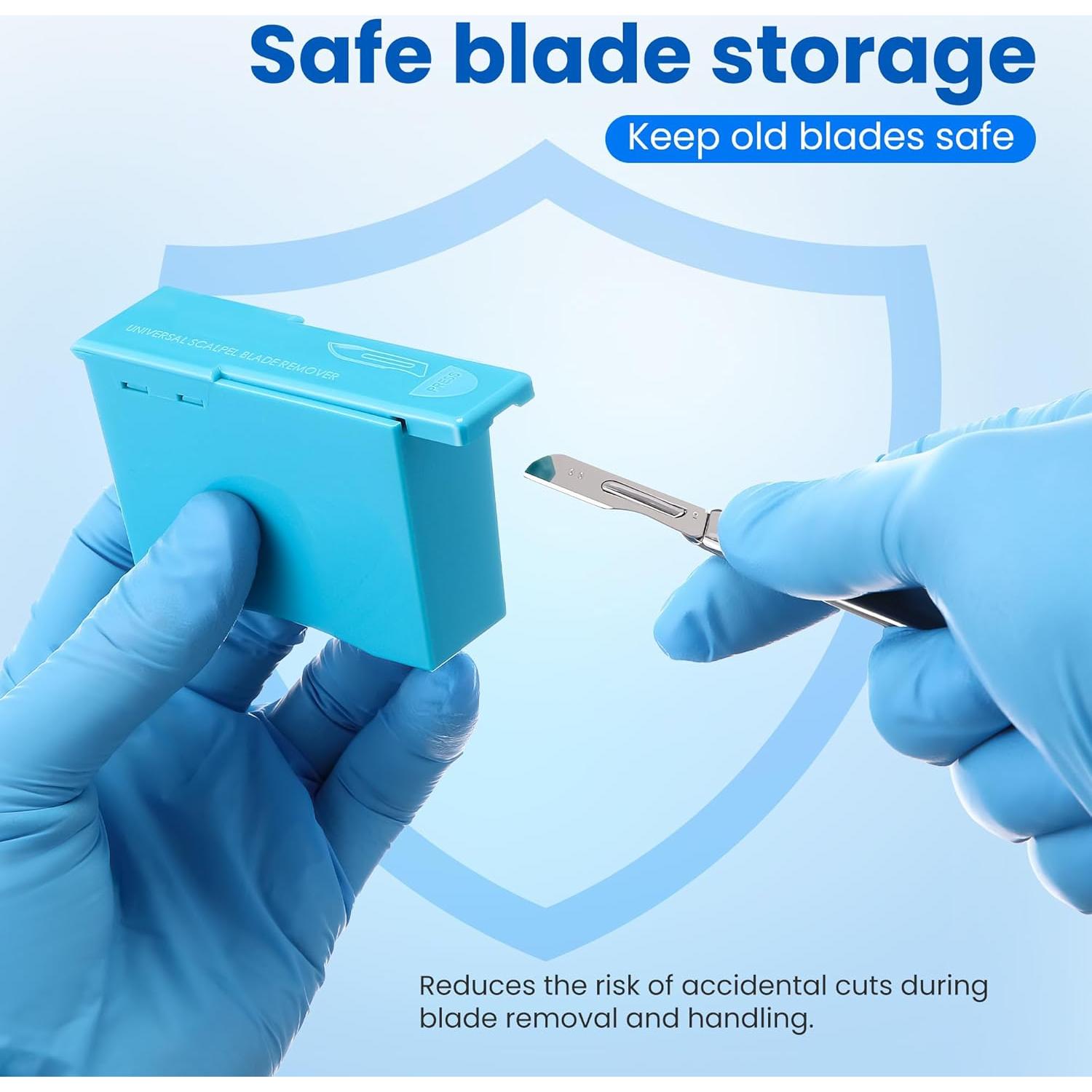 Caja Eliminadora de Cuchillas Geiserailie Azul Compacta