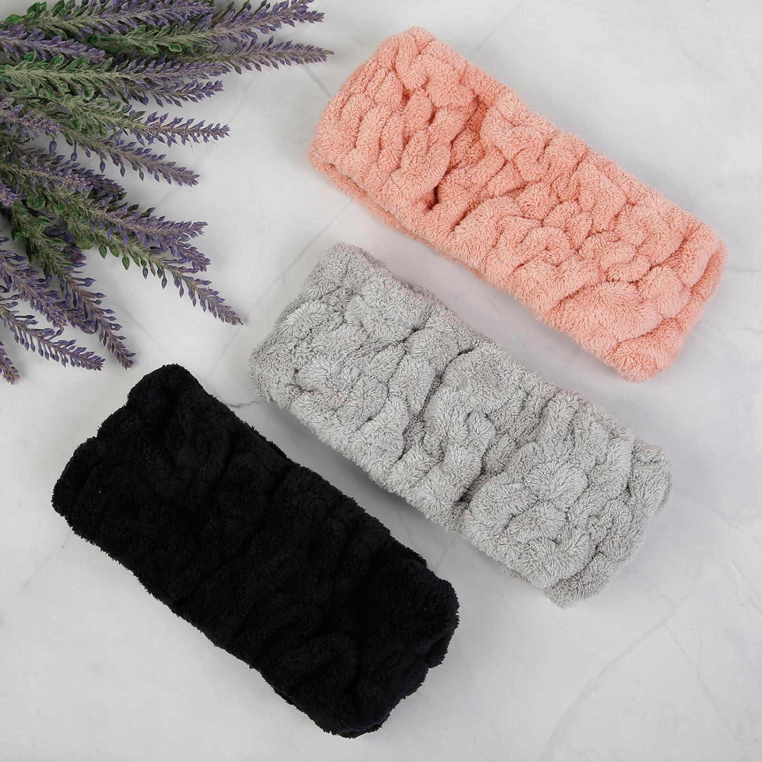 Diademas Faciales Huachi 3PCS Microfibra para Cuidado de Piel