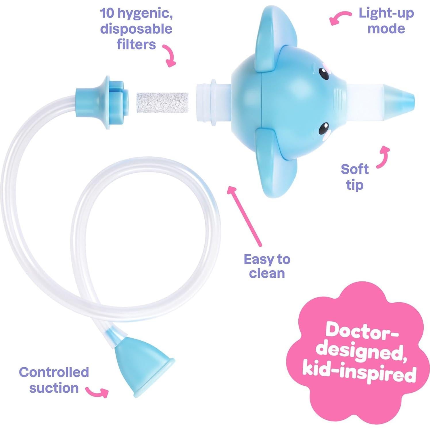 Aspirador Nasal Elefante Booger Buddy - Alivio Congestión Bebés