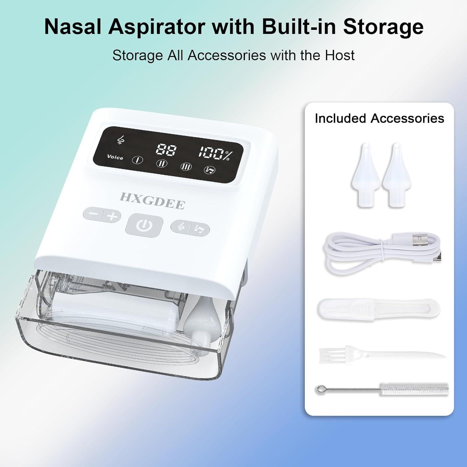 Aspirador Nasal para Bebé HXGDEE Recargable 70KPA 9 Niveles