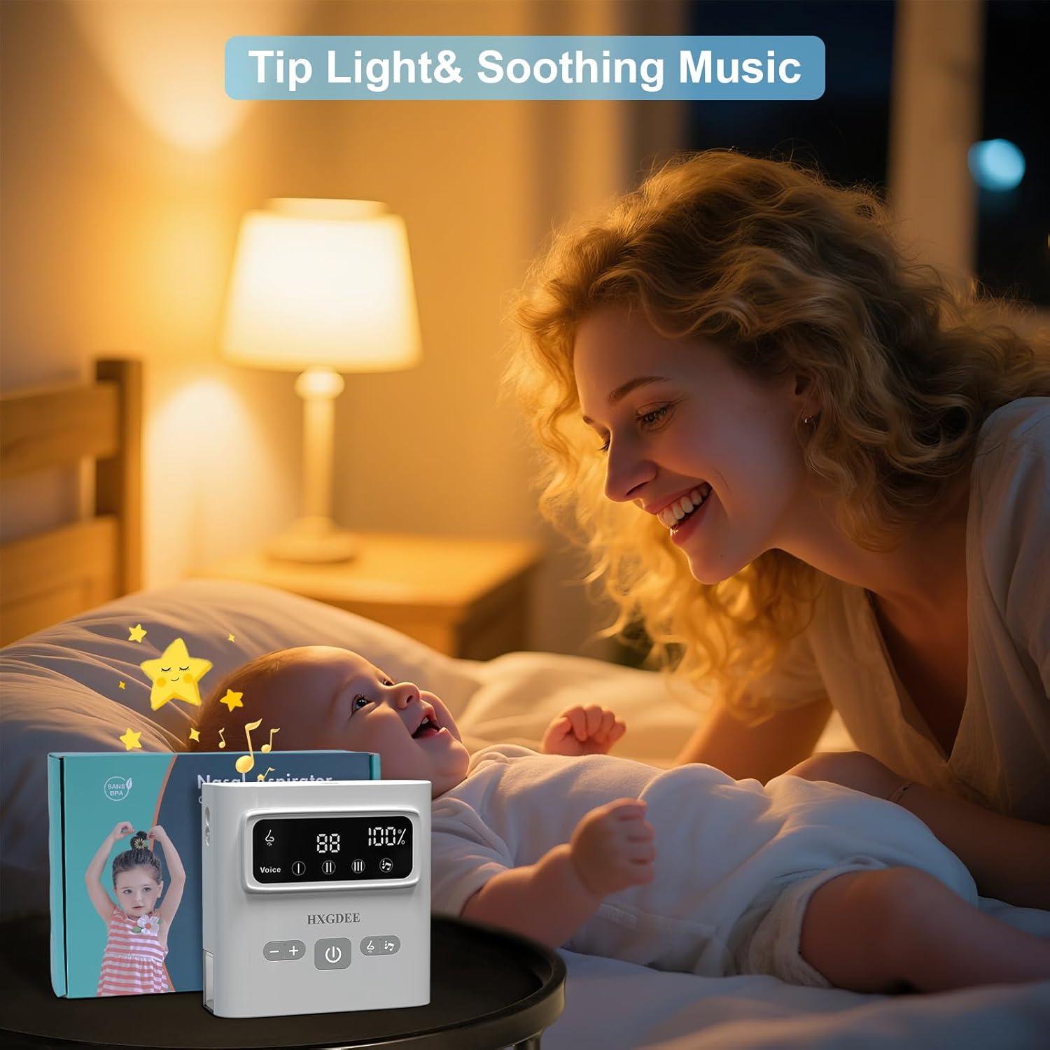 Aspirador Nasal para Bebé HXGDEE Recargable 70KPA 9 Niveles