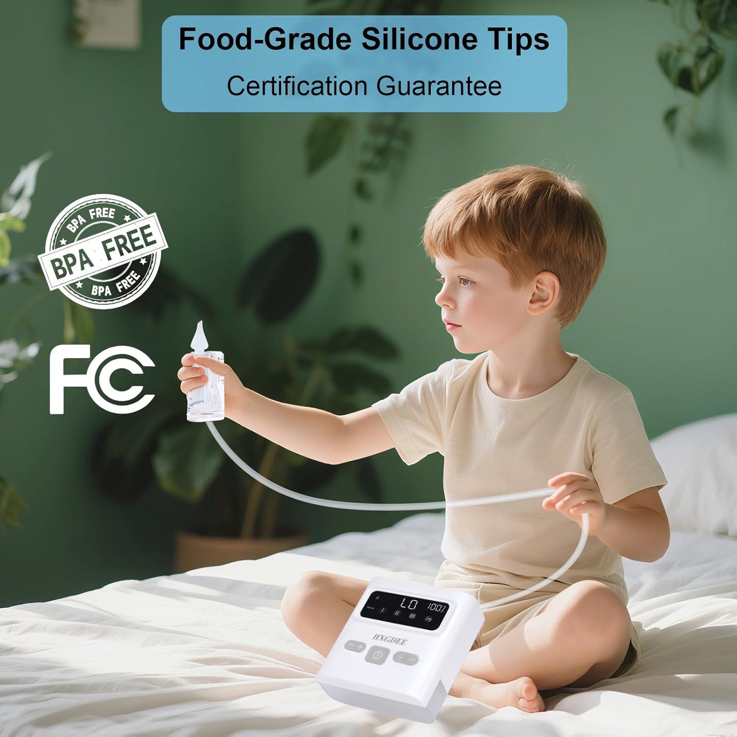 Aspirador Nasal para Bebé HXGDEE Recargable 70KPA 9 Niveles