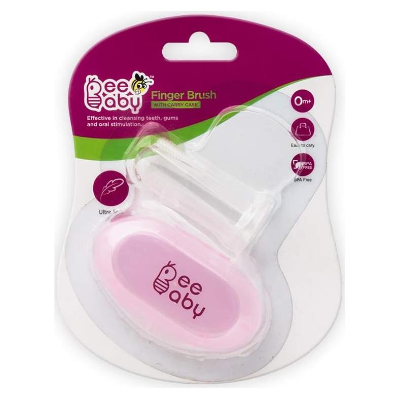 Cepillo de Dedo de Silicona Bebé BEEBABY Rosa con Estuche