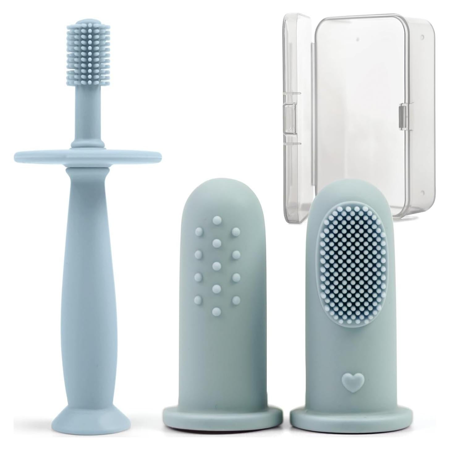 Conjunto de Cepillos de Dientes de Silicona BumbleBee 360° - Azul