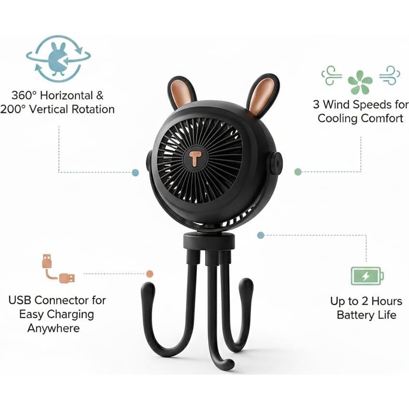 Ventilador Portátil para Cochecito Genérico con Luz LED