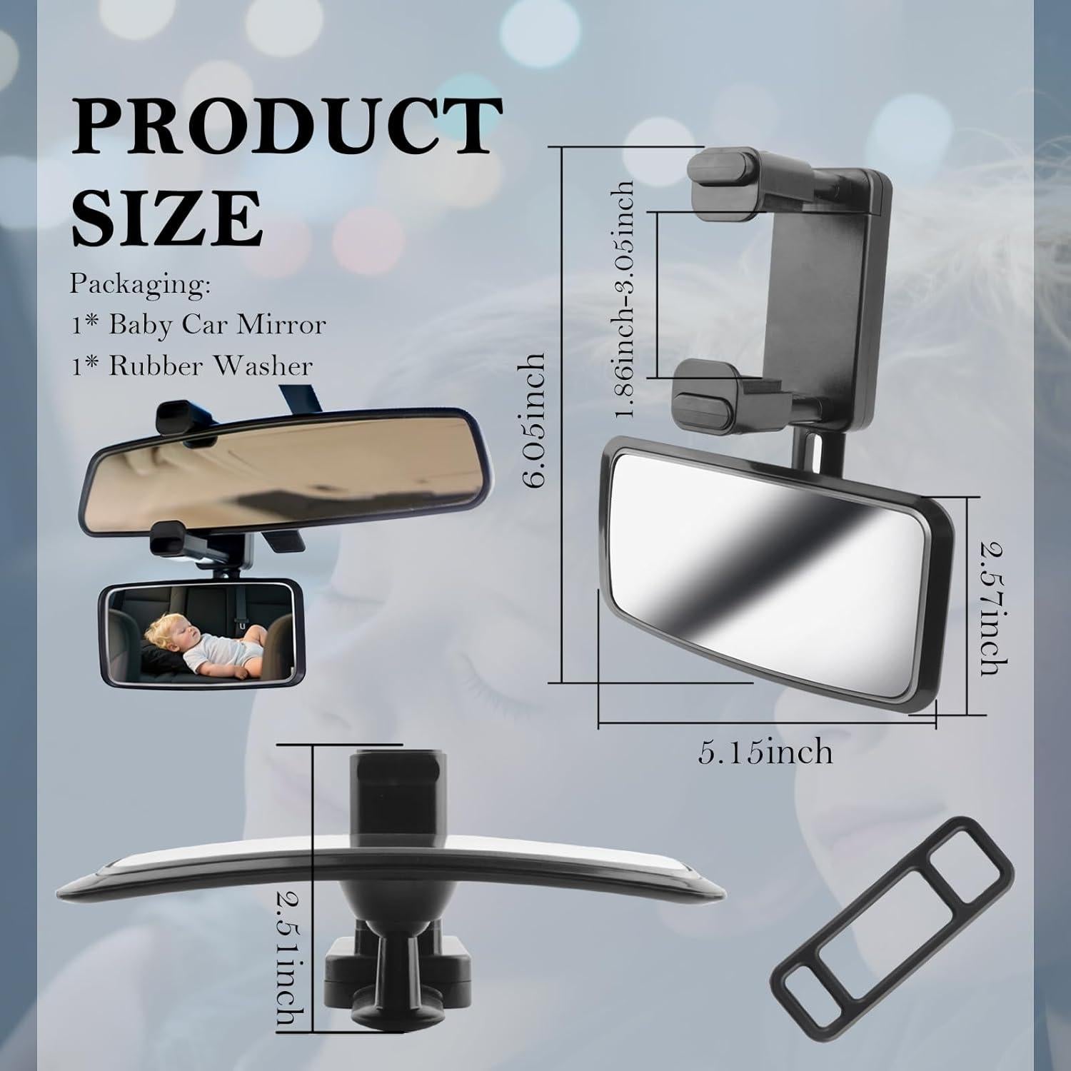 Espejo Retrovisor para Bebé Aokdom Ajustable 360° Negro