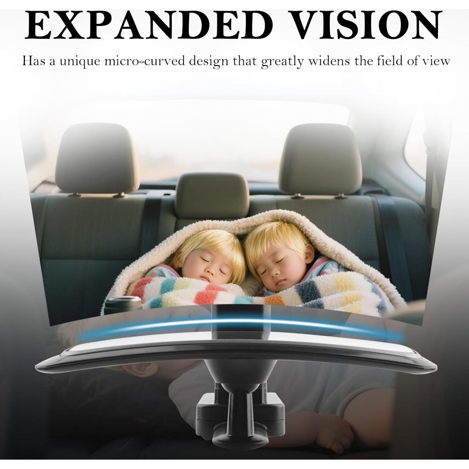 Espejo Retrovisor para Bebé Aokdom Ajustable 360° Negro