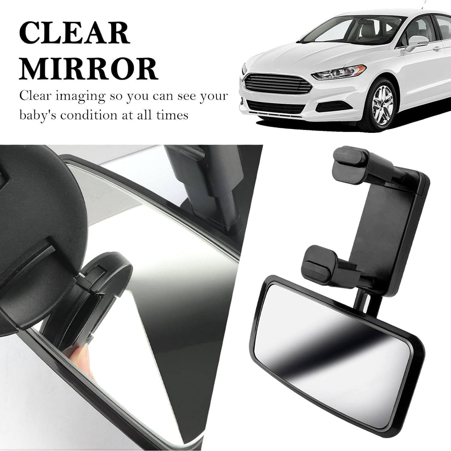 Espejo Retrovisor para Bebé Aokdom Ajustable 360° Negro