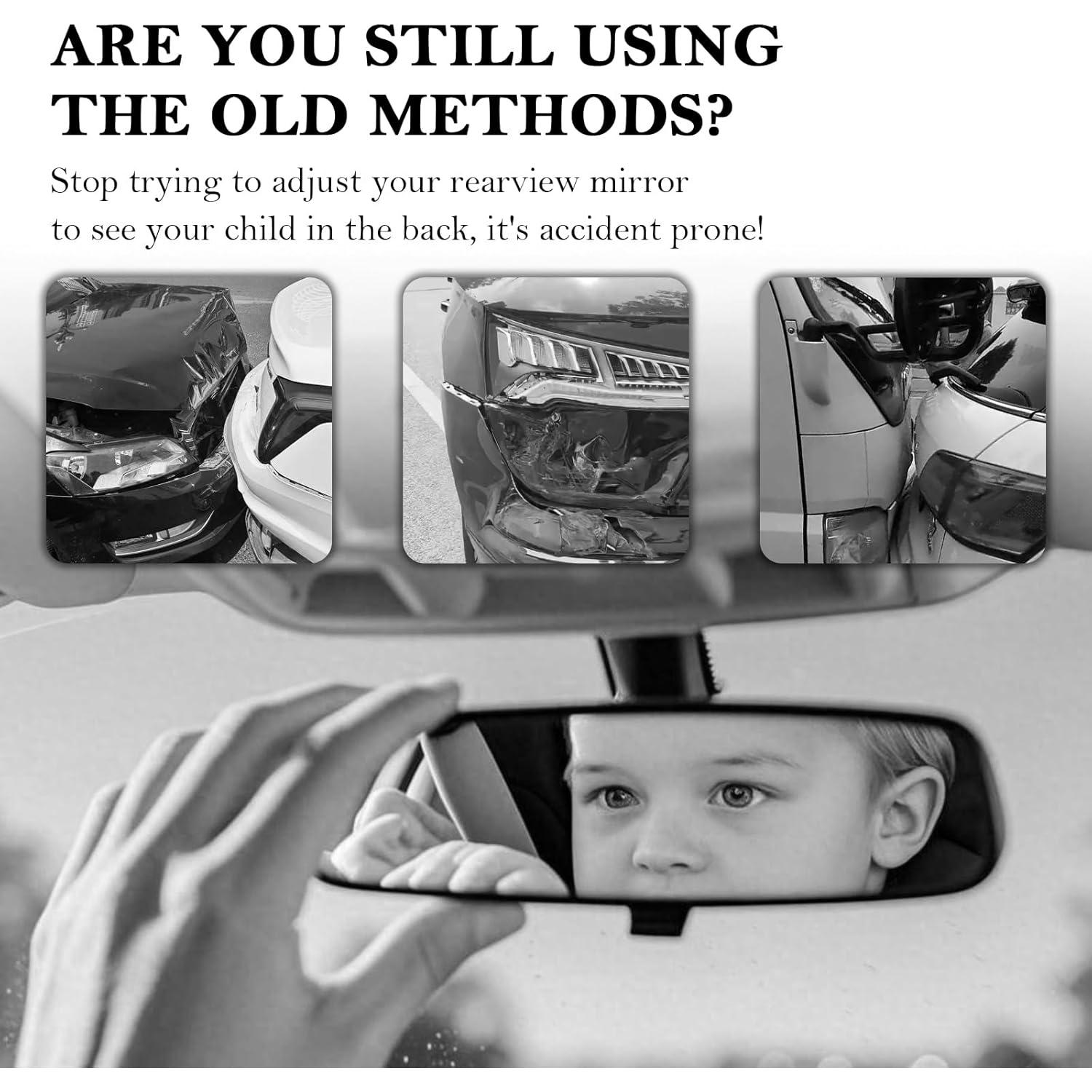 Espejo Retrovisor para Bebé Aokdom Ajustable 360° Negro