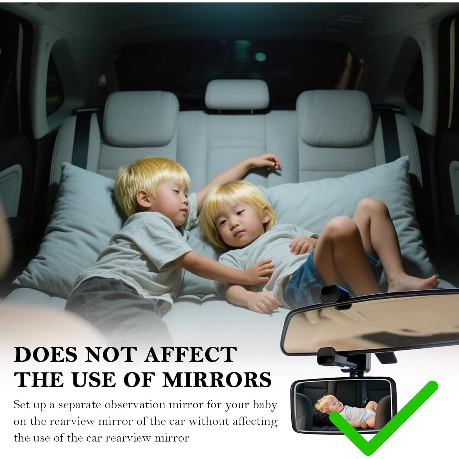 Espejo Retrovisor para Bebé Aokdom Ajustable 360° Negro