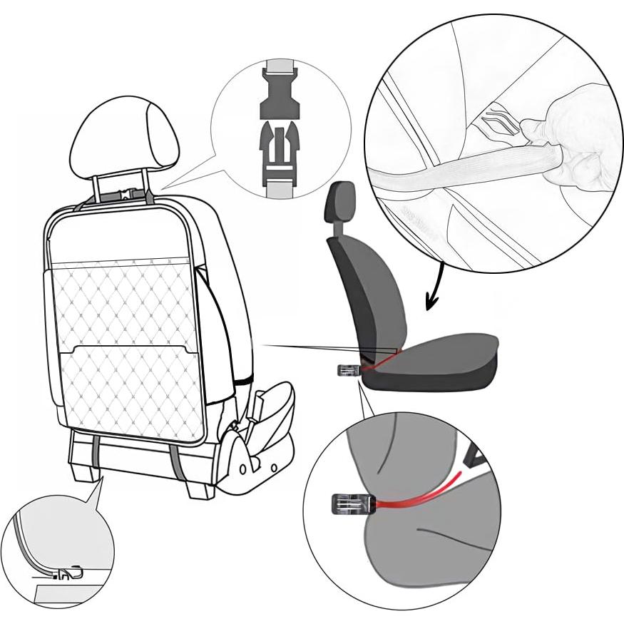 Protector de Respaldo de Asiento + Organizador Negro TK152225