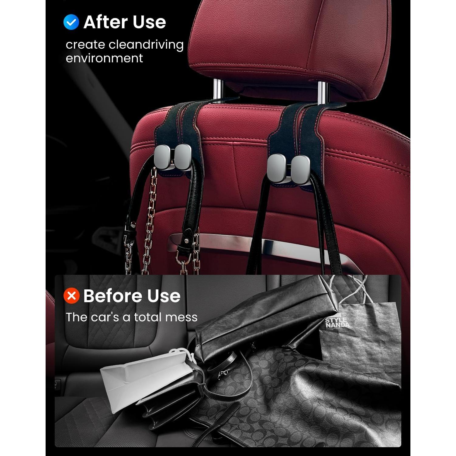 Ganchos para Reposacabezas REEVAA 2PCS Antideslizantes Negro