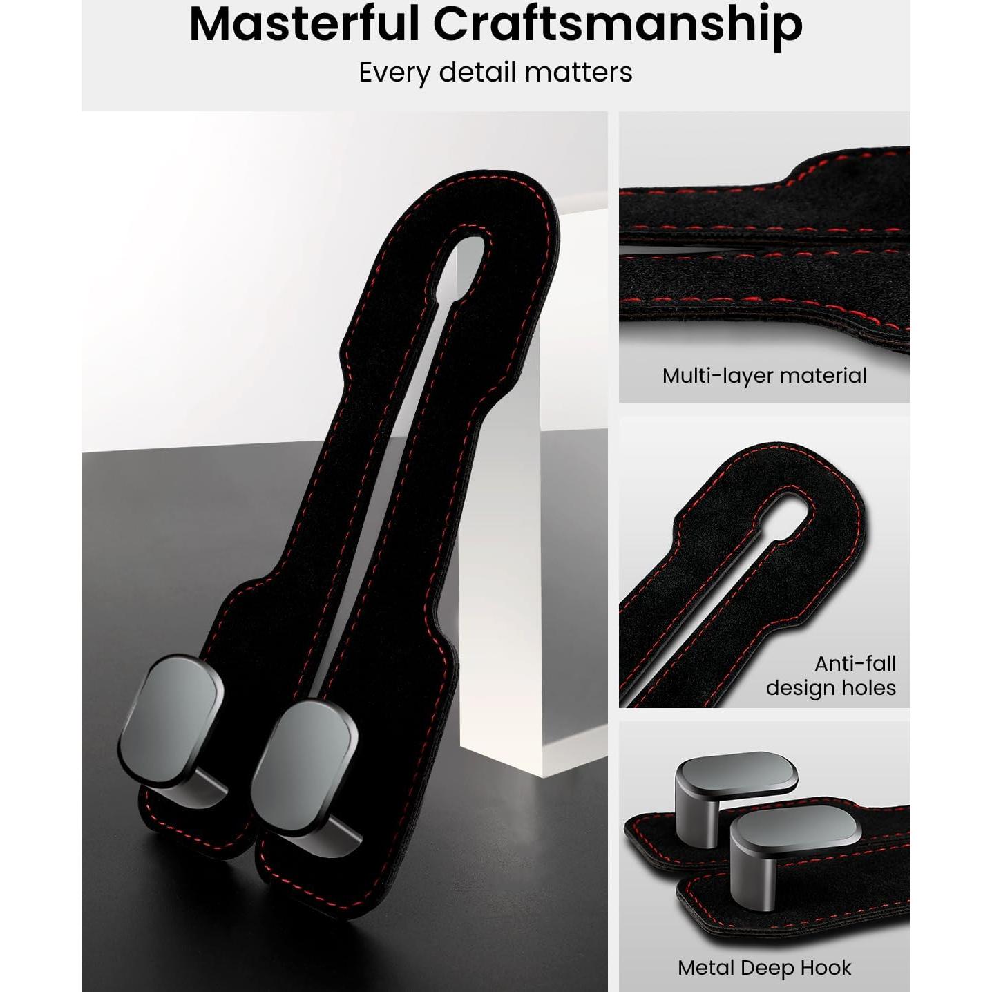 Ganchos para Reposacabezas REEVAA 2PCS Antideslizantes Negro