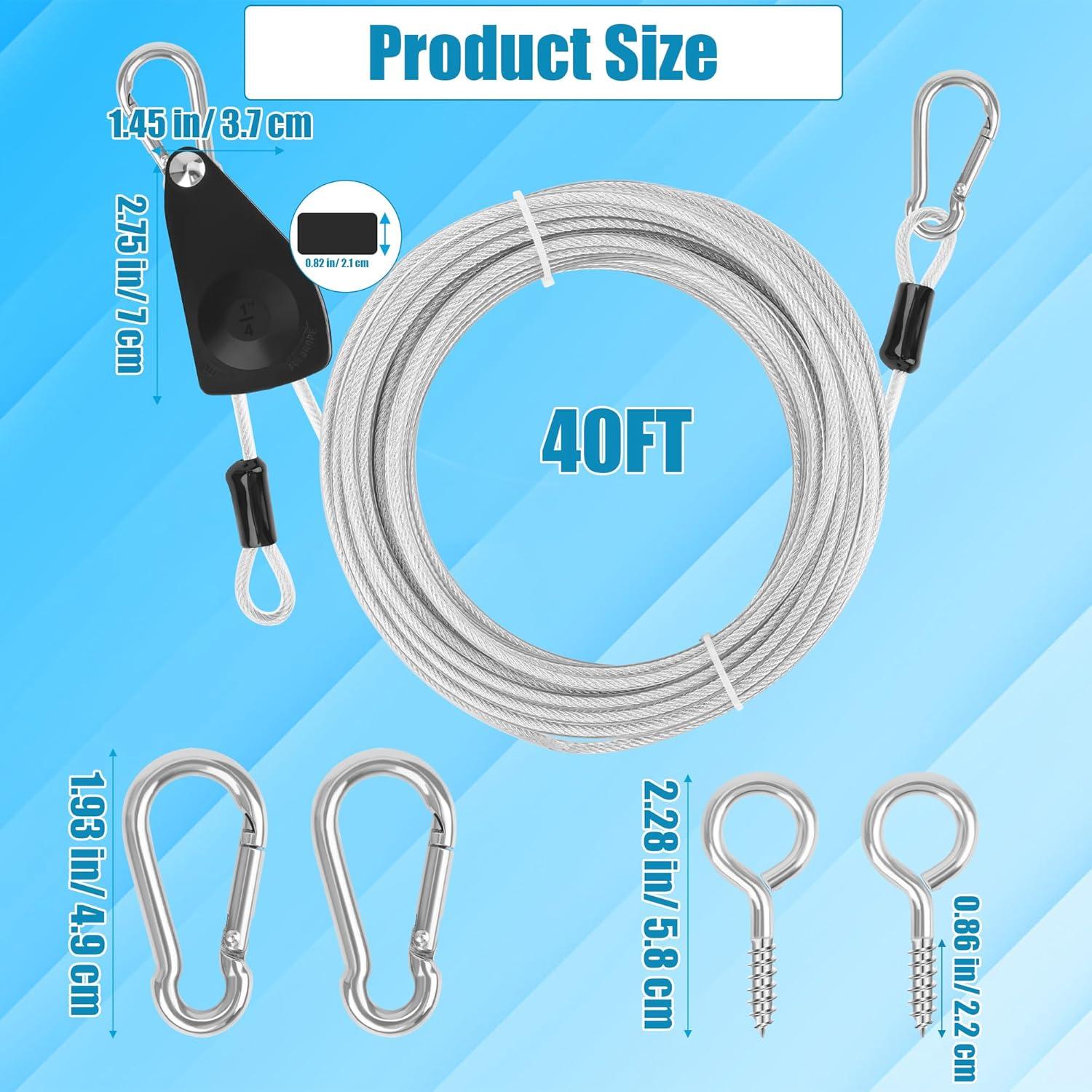 Cuerda Retráctil de Secado Anglekai 12.2m con Polea y Hebillas