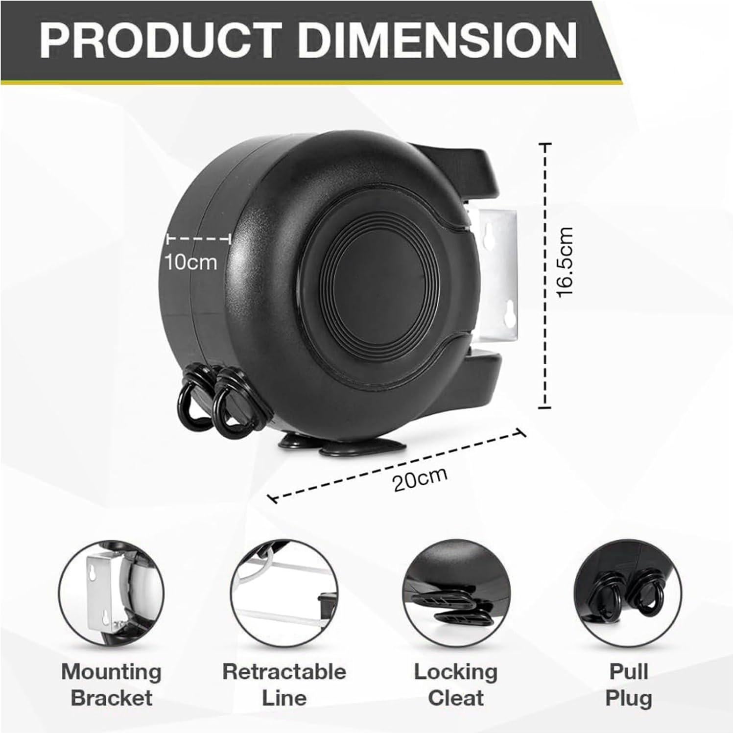 Tendedero Retráctil Doble HOXSURY 30 m Resistente Interior/Exterior