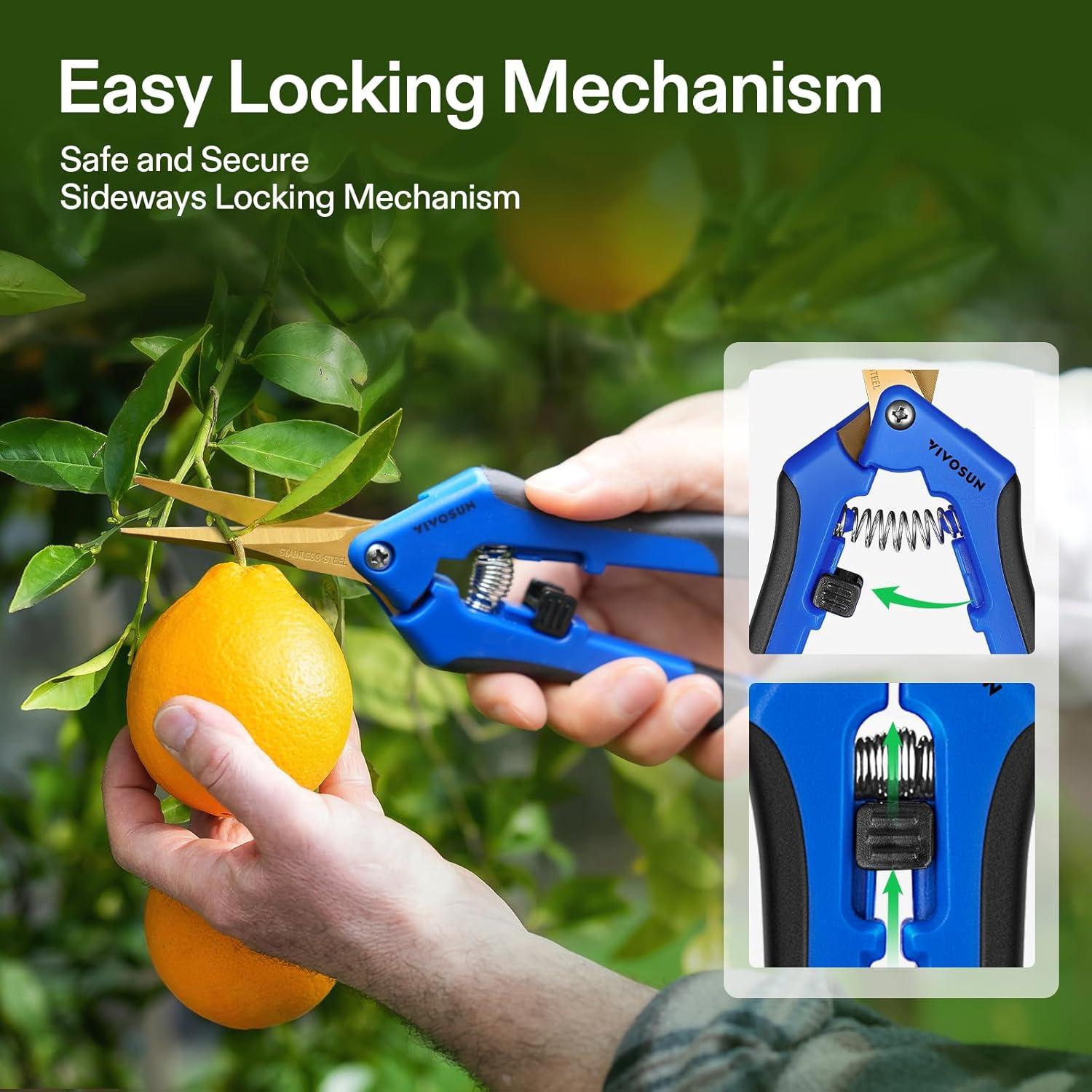 Tijeras de Jardinería VIVOSUN Curvadas 16.5 cm Acero Inoxidable