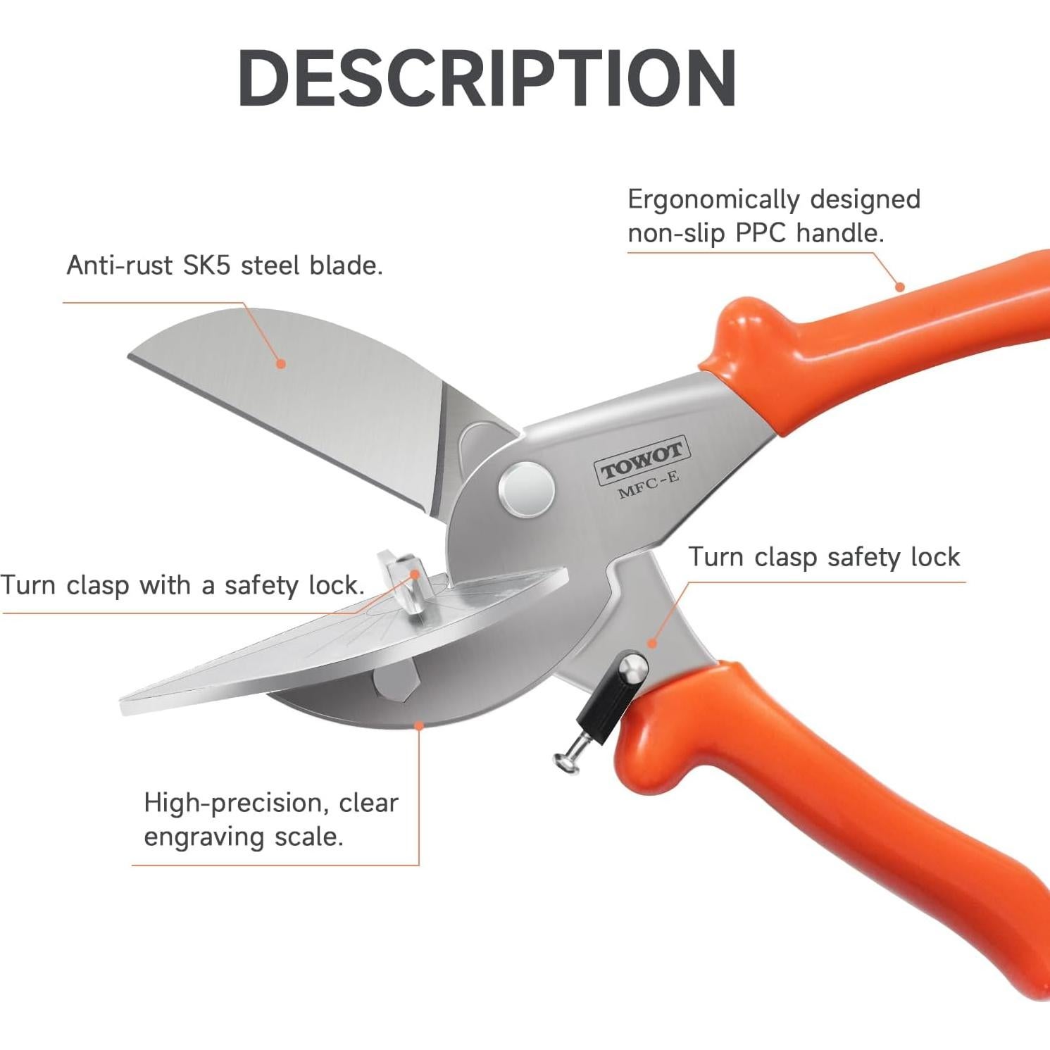 Cortador de Inglete TOWOT Sharp, Ajustable 45-135°