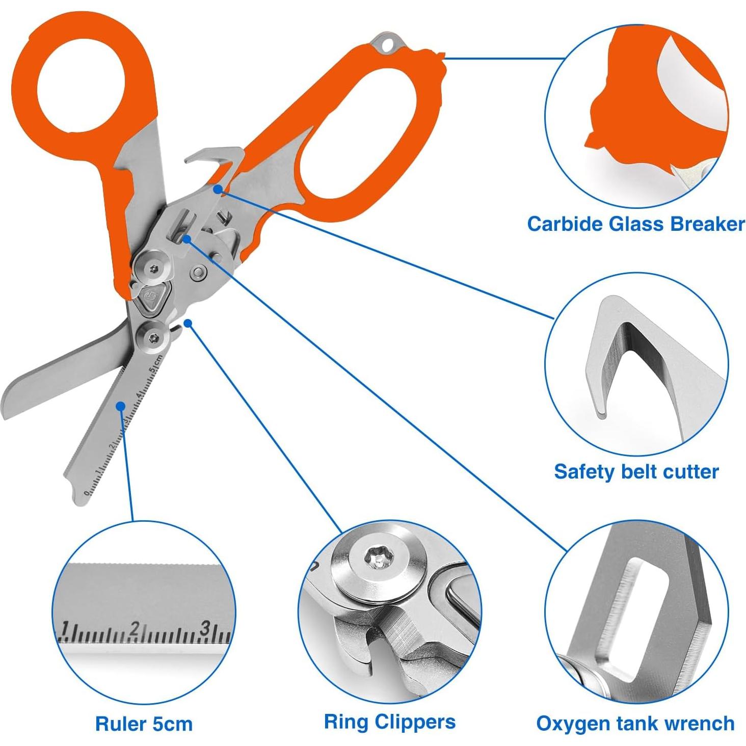 Tijeras de Trauma Gymsire 6 en 1 Acero Inoxidable Naranja
