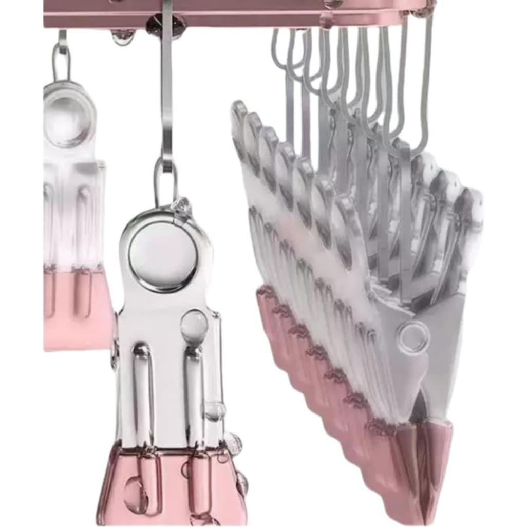 Percha para Secar Ropa Metálica TRRCYLP con 36 Clips Rosa