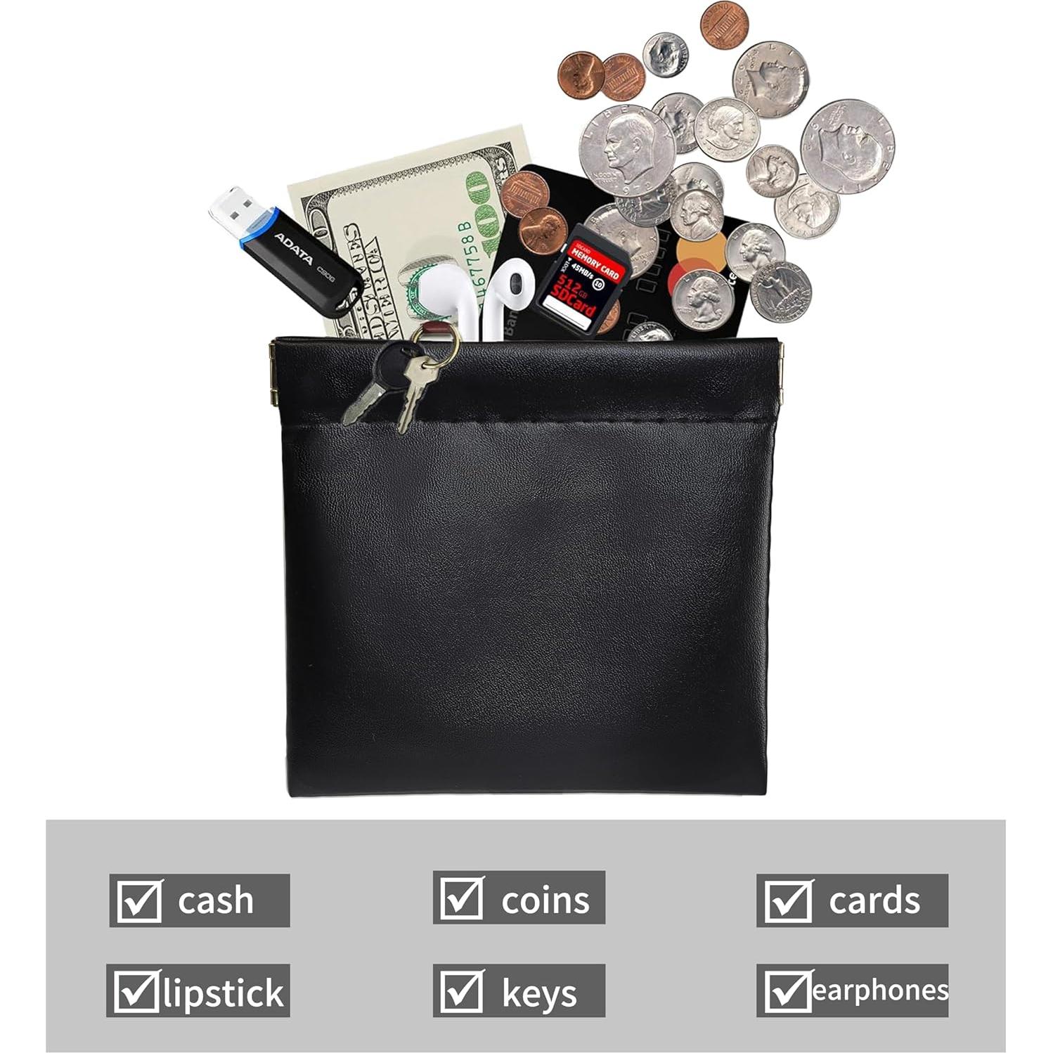 Monedero de Cuero PU MikiLim Negro con Cierre de Presión