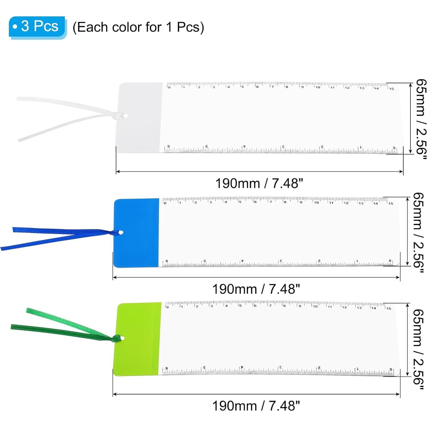 Marcador Lupa PATIKIL 3X con Regla - Paquete de 3 Colores