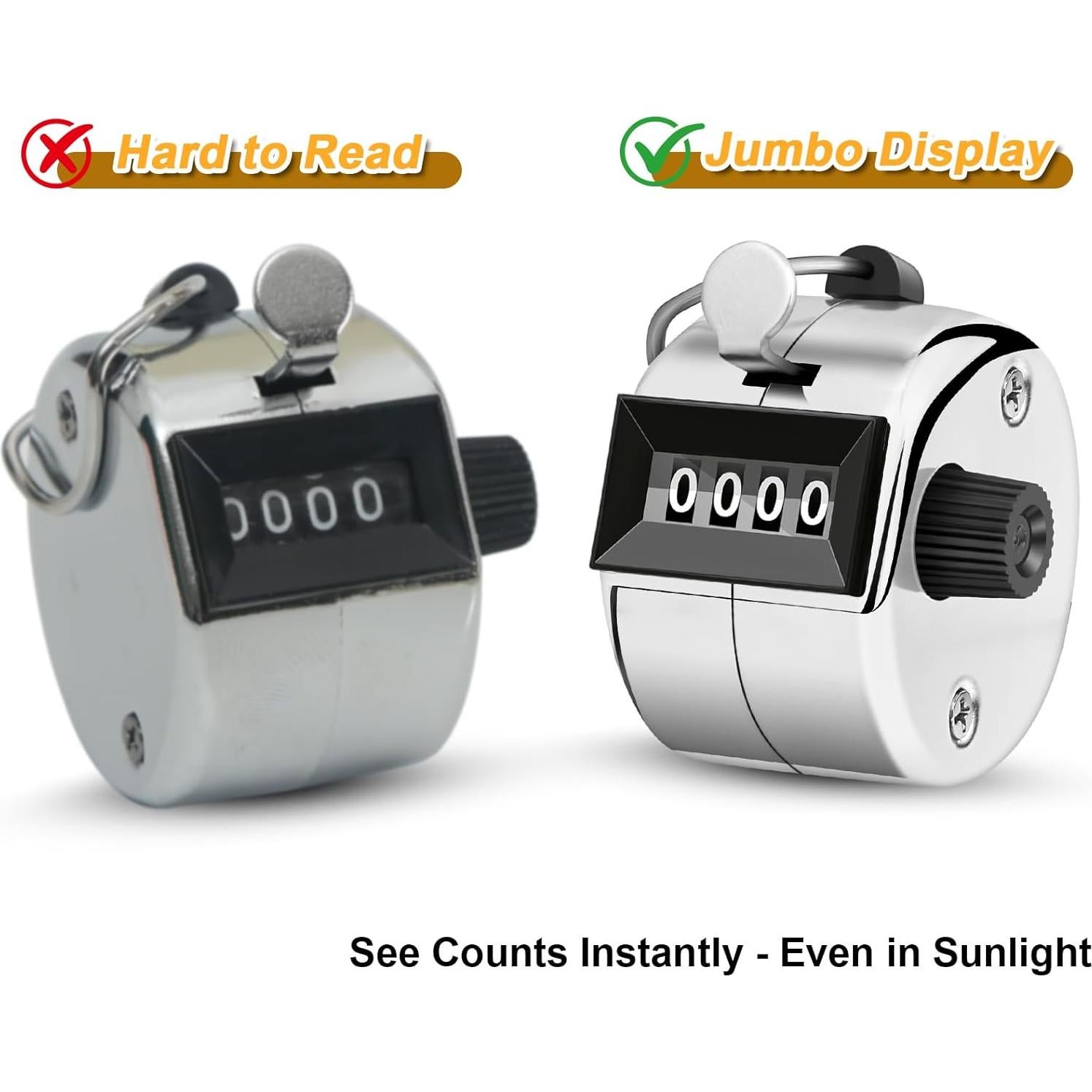 Contador Clicker Manual Nliyeisu 2 Pcs Plata 0-9999