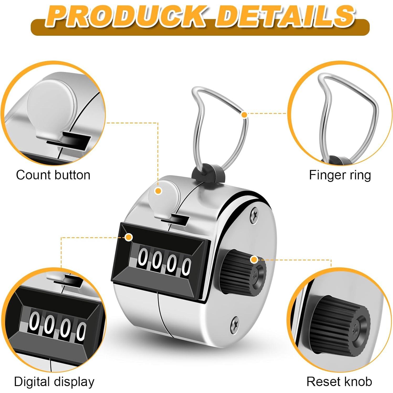 Contador Clicker Manual Nliyeisu 2 Pcs Plata 0-9999