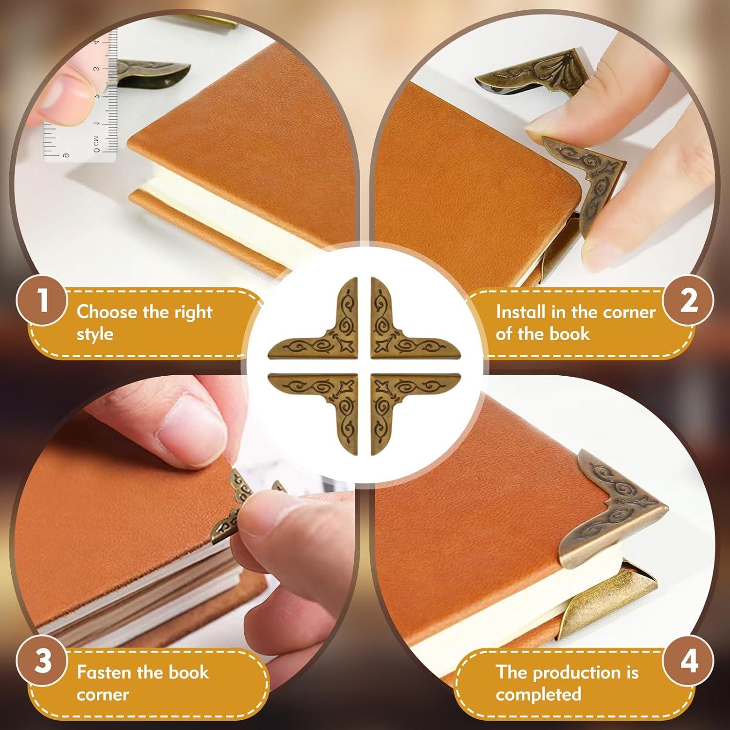 Paquete de 96 Protectores de Esquinas de Metal FLATRI para Libros