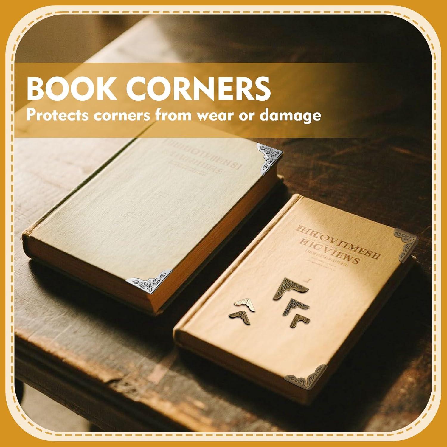 Paquete de 96 Protectores de Esquinas de Metal FLATRI para Libros
