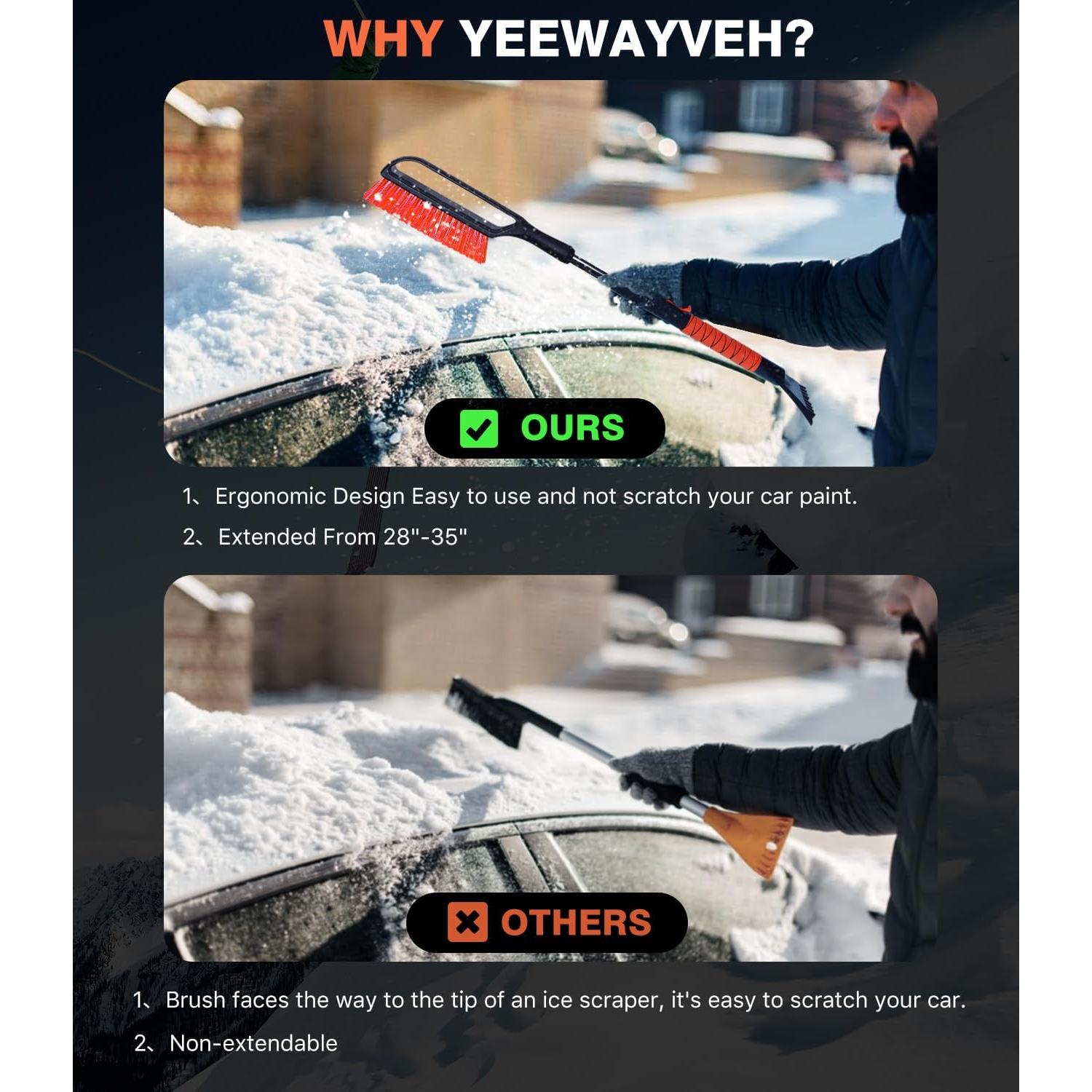 Raspador de Hielo y Cepillo de Nieve YeewayVeh 2 en 1 Naranja