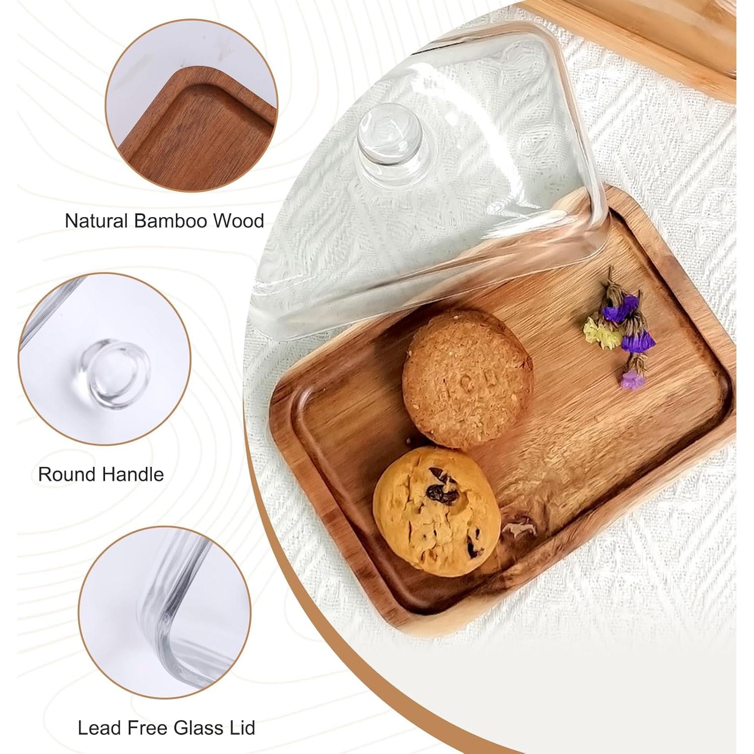 Plato de Mantequilla VivaBelle con Tapa de Vidrio 18.29x12.78cm