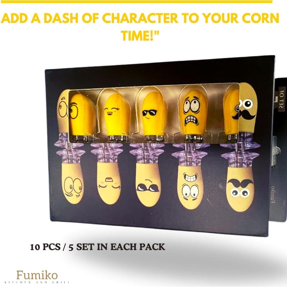 Soportes de maíz Fumiko - 10 PCS con caras divertidas