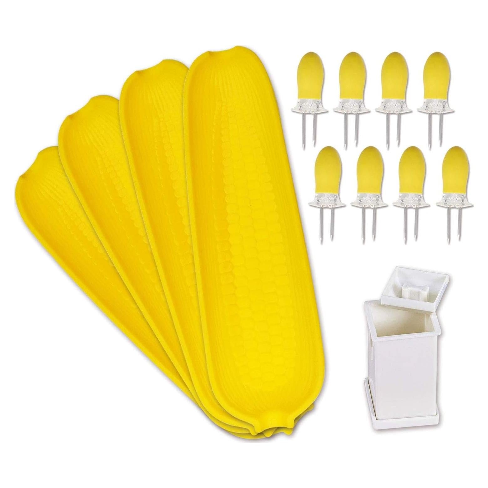 Soportes de Mazorcas de Maíz Recoil - Kit de 8 Piezas con Platos y Espátula